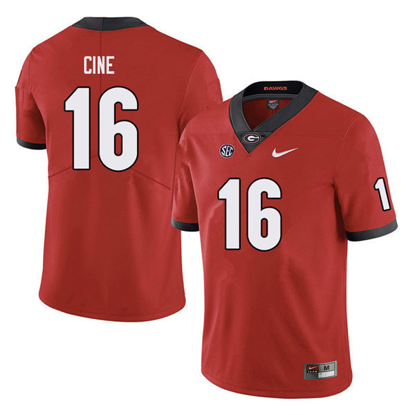 Mens Georgia Bulldogs #16 Lewis Cine Nike Red Home College Football Game jersey