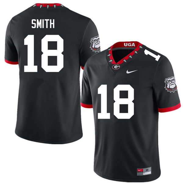 Mens Georgia Bulldogs #18 C.J. Smith Black Alternate Mascot 100th Anniversary College Football Game Jersey