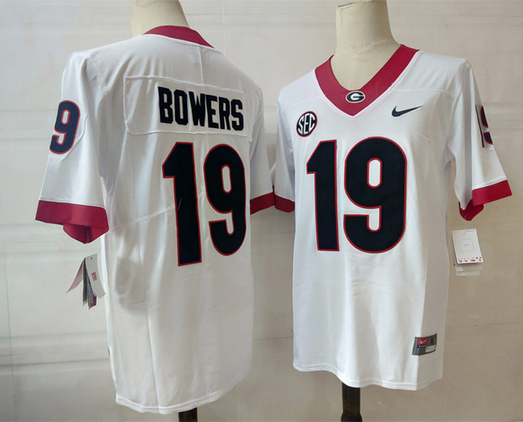 Mens Georgia Bulldogs #19 Brock Bowers Nike White Foootball Jersey