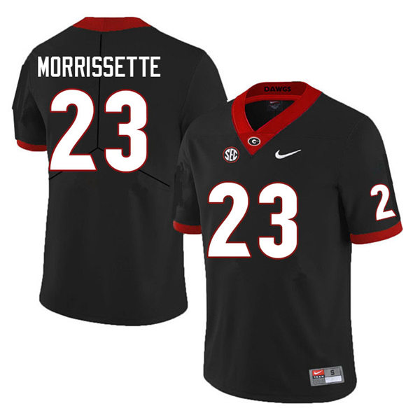 Mens Georgia Bulldogs #23 De'Nylon Morrissette Black College Football Game Jersey