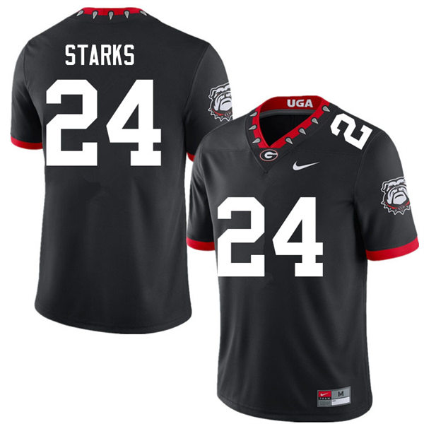 Mens Georgia Bulldogs #24 Malaki Starks Black Alternate Mascot 100th Anniversary College Football Game Jersey