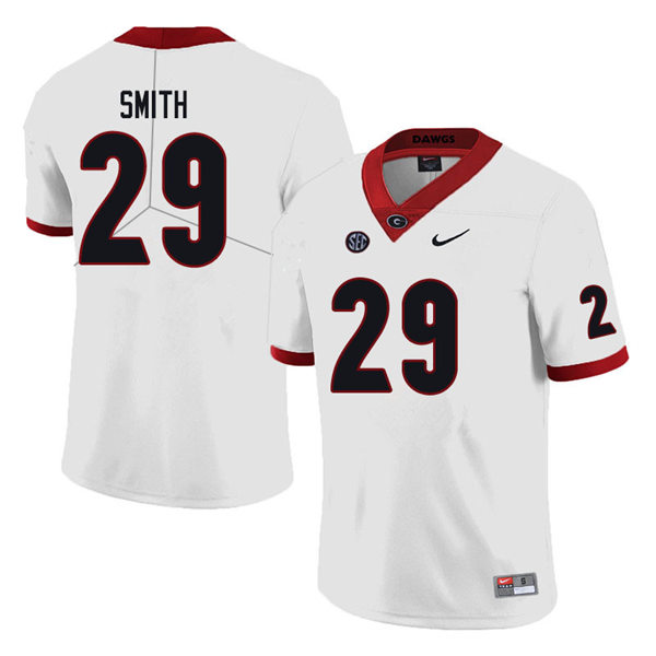 Mens Georgia Bulldogs #29 Christopher Smith Stitched Nike White Foootball Jersey
