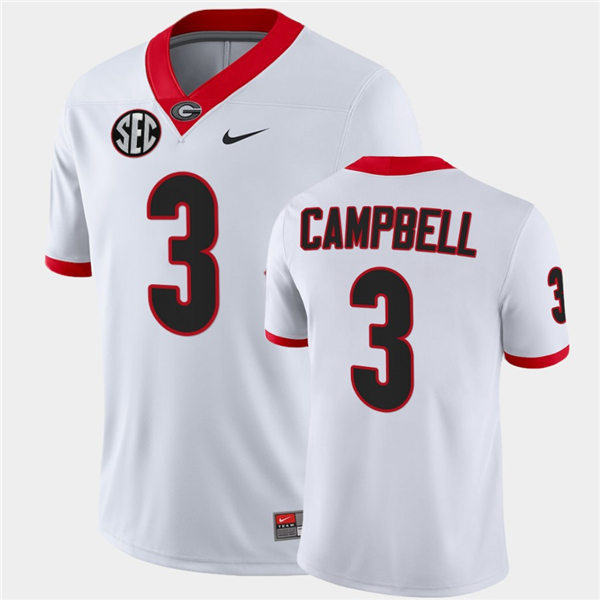 Mens Georgia Bulldogs #3 Tyson Campbell Nike White College Football Game Jersey