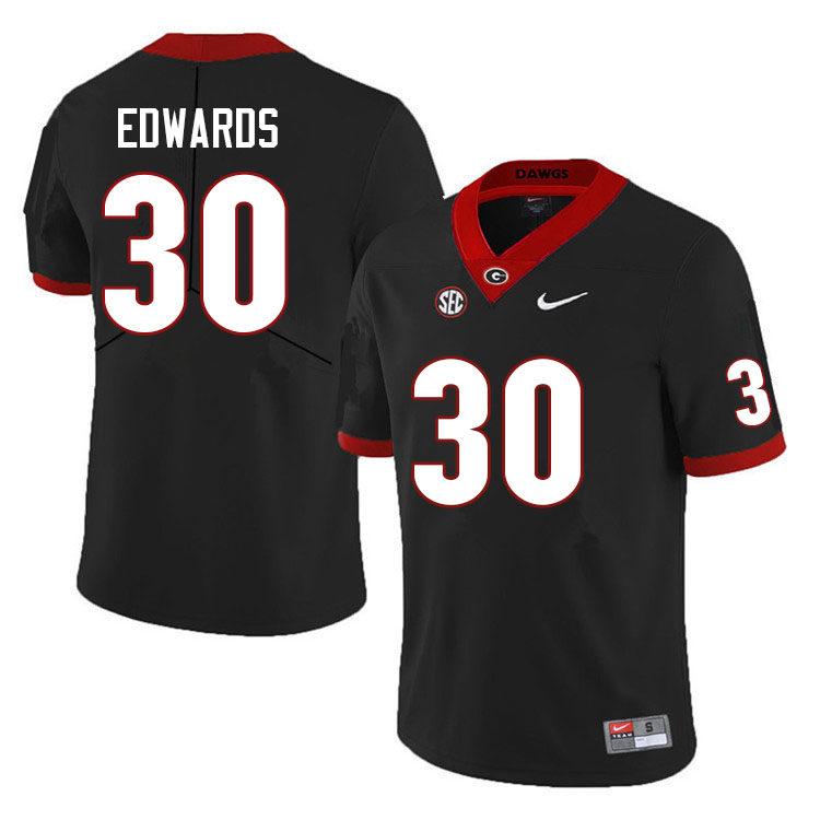 Mens Georgia Bulldogs #30 Daijun Edwards Nike Black Foootball Jersey