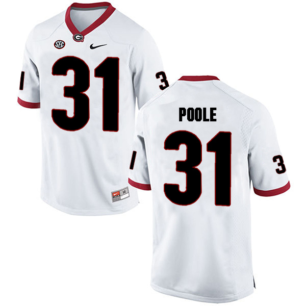 Mens Georgia Bulldogs #31 William Poole Stitched Nike White Foootball Jersey