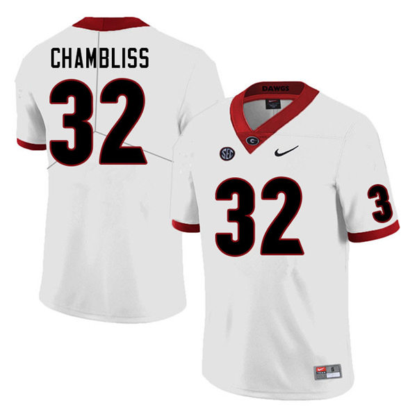 Mens Georgia Bulldogs #32 Chaz Chambliss Nike White College Football Game jersey