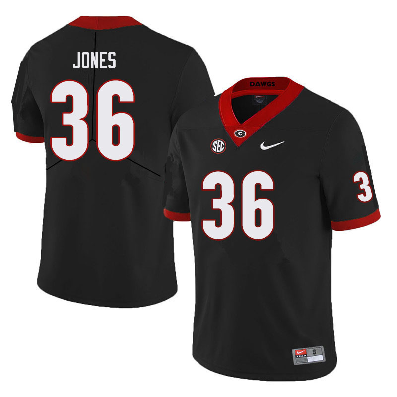Mens Georgia Bulldogs #36 Garrett Jones Nike Black College Football Game jersey1