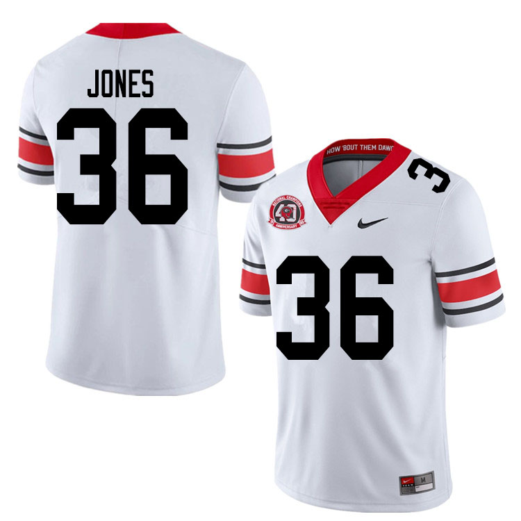 Mens Georgia Bulldogs #36 Garrett Jones Nike white alternate 40th anniversary football jersey