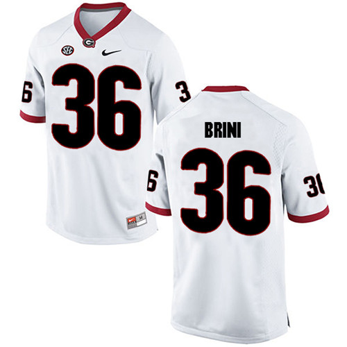 Mens Georgia Bulldogs #36 Latavious Brini Stitched Nike White Foootball Jersey