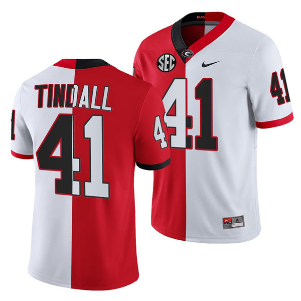 Mens Georgia Bulldogs #41 Channing Tindall Nike Red White Split Two Tone Football Jerseys