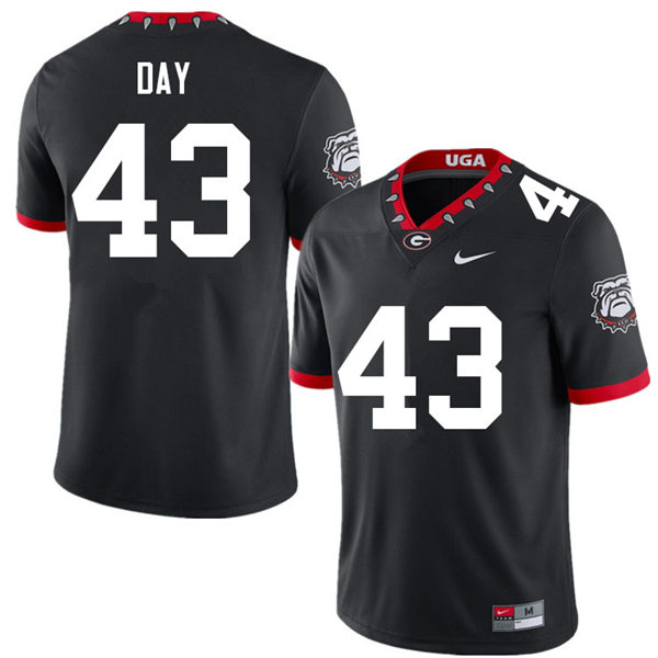 Mens Georgia Bulldogs #43 Davis Day Black Alternate Mascot 100th Anniversary College Football Game Jersey