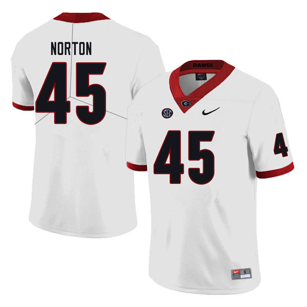 Mens Georgia Bulldogs #45 Bill Norton Nike White College Football Game jersey