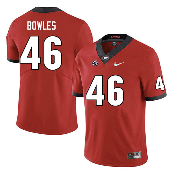 Mens Georgia Bulldogs #46 Payton Bowles Red Home College Football Game Jersey