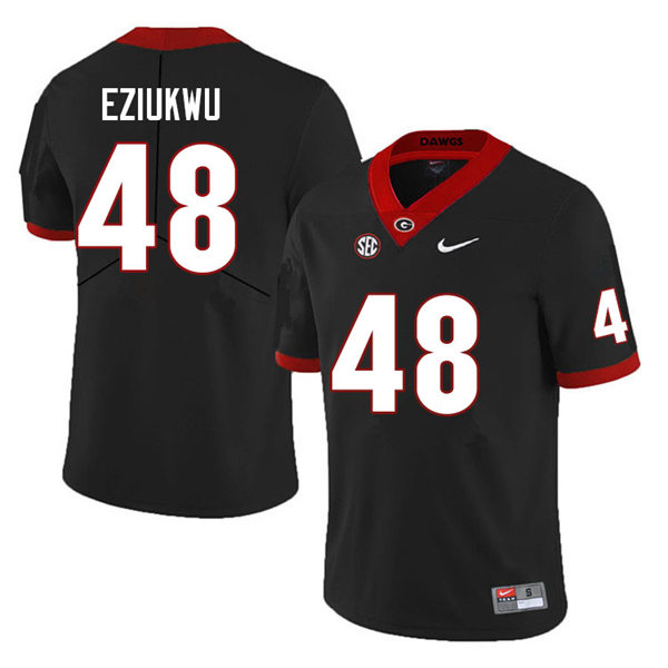Mens Georgia Bulldogs #48 Austine Eziukwu Black College Football Game Jersey