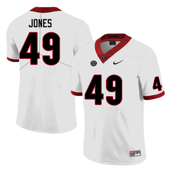 Mens Georgia Bulldogs #49 Gleaton Jones College Football Game Jersey White