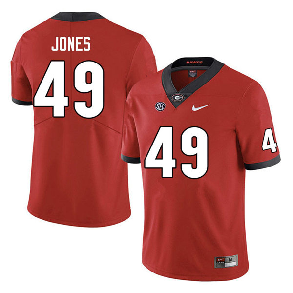 Mens Georgia Bulldogs #49 Gleaton Jones Red Home College Football Game Jersey