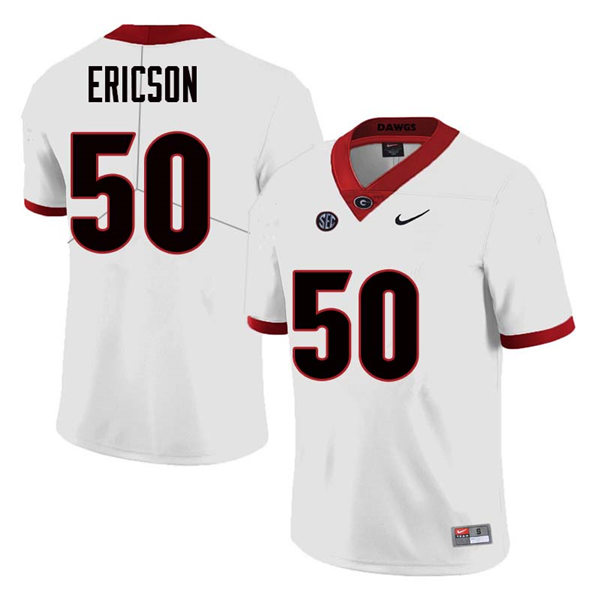 Mens Georgia Bulldogs #50 Warren Ericson Nike White College Football Game jersey