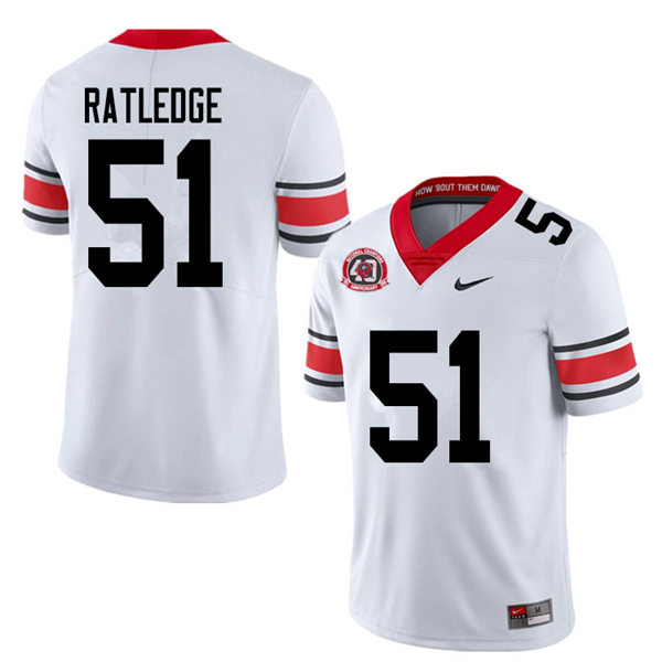 Mens Georgia Bulldogs #51 Tate Ratledge Nike 40th anniversary white alternate football jersey