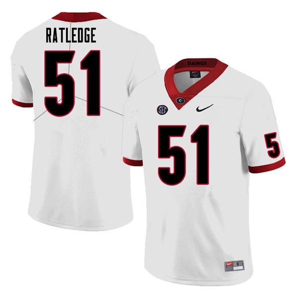 Mens Georgia Bulldogs #51 Tate Ratledge Nike White College Football Game jersey