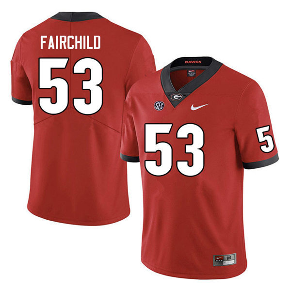 Mens Georgia Bulldogs #53 Dylan Fairchild Nike Red Home College Football Game jersey
