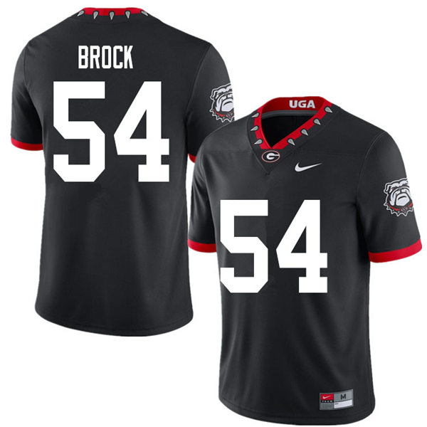 Mens Georgia Bulldogs #54 Cade Brock Stitched Nike Black Alternate Mascot 100th Anniversary College Football