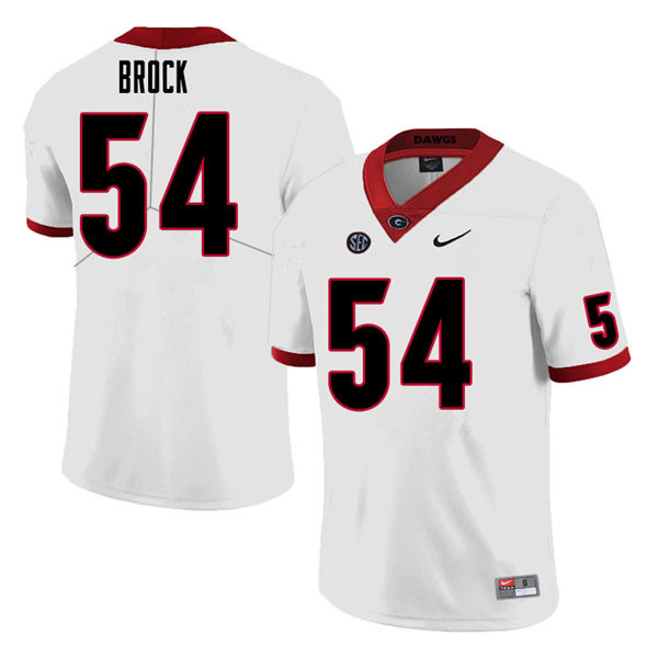 Mens Georgia Bulldogs #54 Cade Brock Stitched Nike White Foootball Jersey