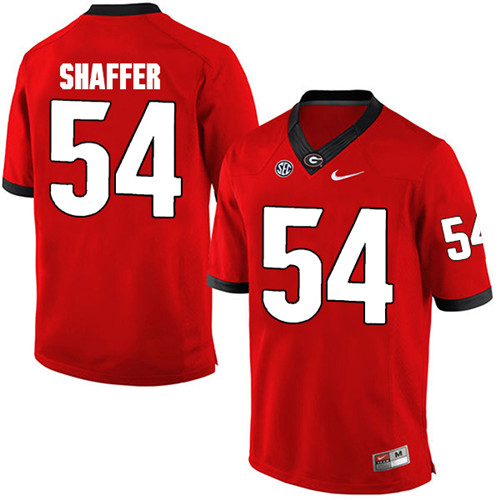 Mens Georgia Bulldogs #54 Justin Shaffer Stitched Nike Red Home Game Football jersey