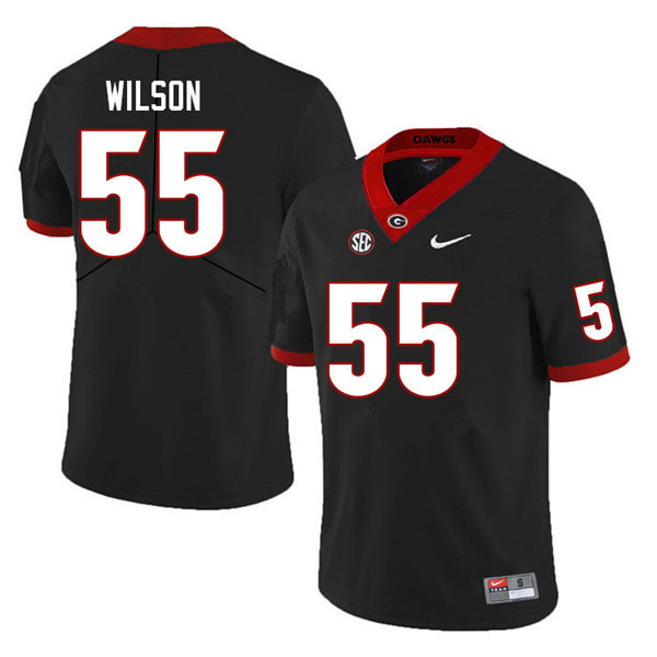 Mens Georgia Bulldogs #55 Jared Wilson  Stitched Nike Black Foootball Jersey