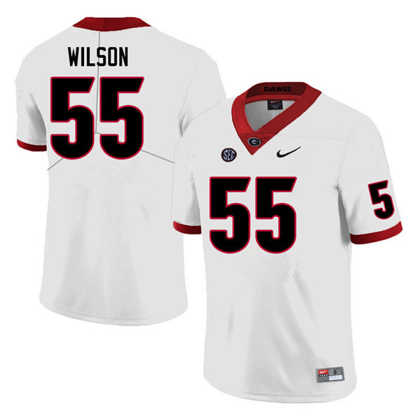 Mens Georgia Bulldogs #55 Jared Wilson  Stitched Nike White Foootball Jersey