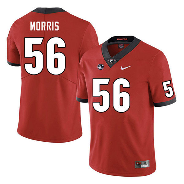 Mens Georgia Bulldogs #56 Micah Morris Stitched Nike Red Home Game Football jersey
