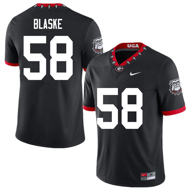 Mens Georgia Bulldogs #58 Austin Blaske Nike Black Alternate Mascot 100th Anniversary College Football Game Jersey