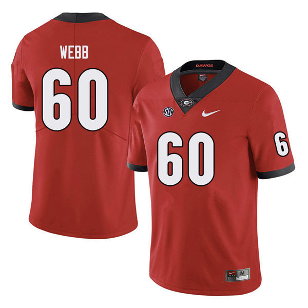 Mens Georgia Bulldogs #60 Clay Webb Stitched Nike Red Home Game Football jersey