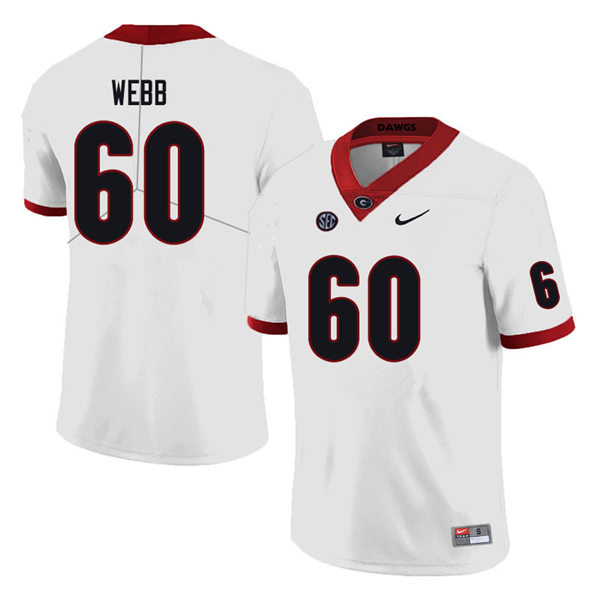 Mens Georgia Bulldogs #60 Clay Webb Stitched Nike White Foootball Jersey