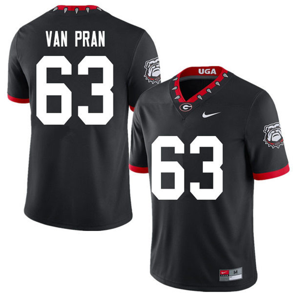Mens Georgia Bulldogs #63 Sedrick Van Pran Stitched Nike Black Alternate Mascot 100th Anniversary College Football