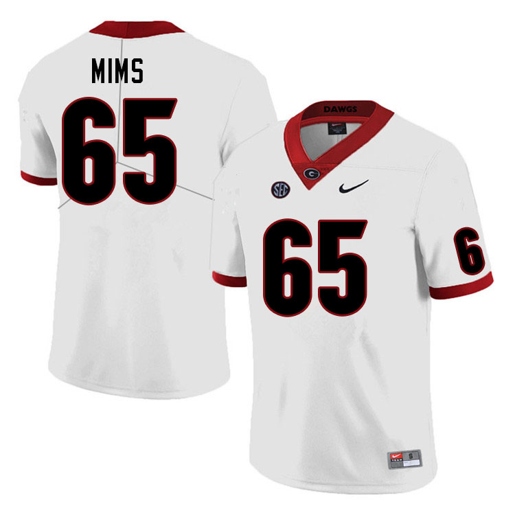 Mens Georgia Bulldogs #65 Amarius Mims Nike White Foootball Jersey