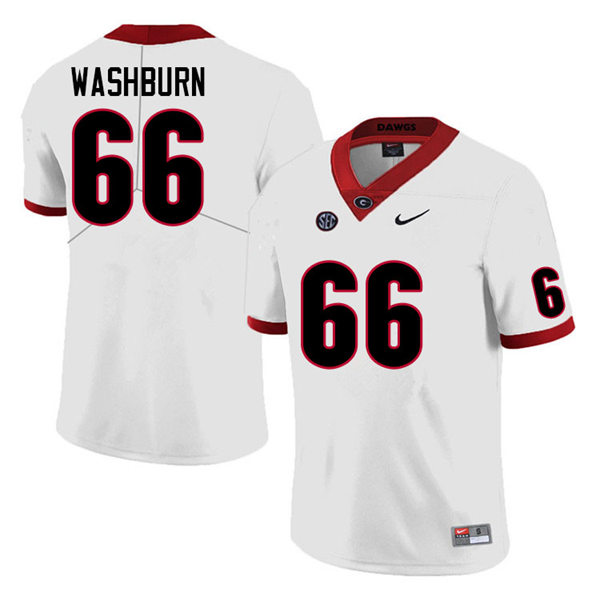 Mens Georgia Bulldogs #66 Jonathan Washburn College Football Game Jersey White