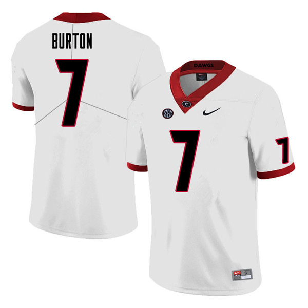 Mens Georgia Bulldogs #7 Jermaine Burton Nike White College Football Game jersey