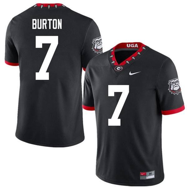 Mens Georgia Bulldogs #7 Jermaine Burton Stitched Nike Black Alternate Mascot 100th Anniversary College Football