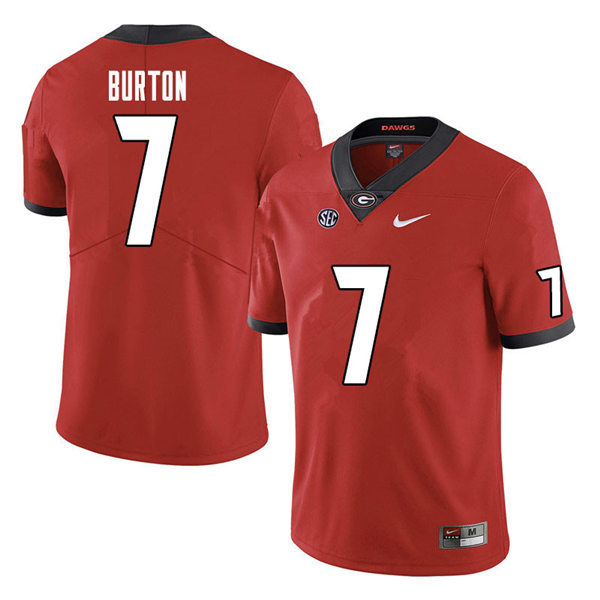 Mens Georgia Bulldogs #7 Jermaine Burton Stitched Nike Red Home Game Football jersey