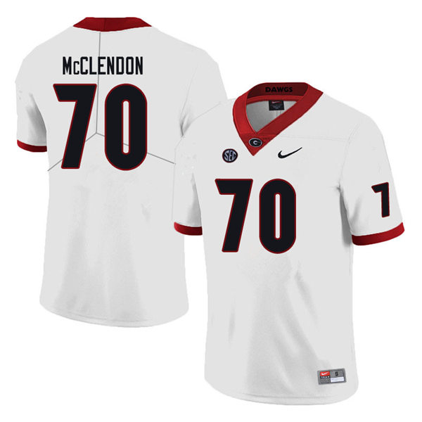 Mens Georgia Bulldogs #70 Warren McClendon Nike White College Football Game jersey