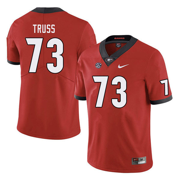 Mens Georgia Bulldogs #73 Xavier Truss Stitched Nike Red Home Game Football jersey