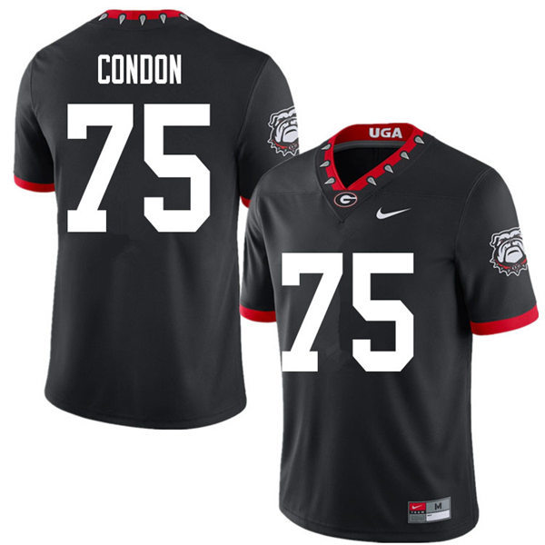 Mens Georgia Bulldogs #75 Owen Condon Stitched Nike Black Alternate Mascot 100th Anniversary College Football