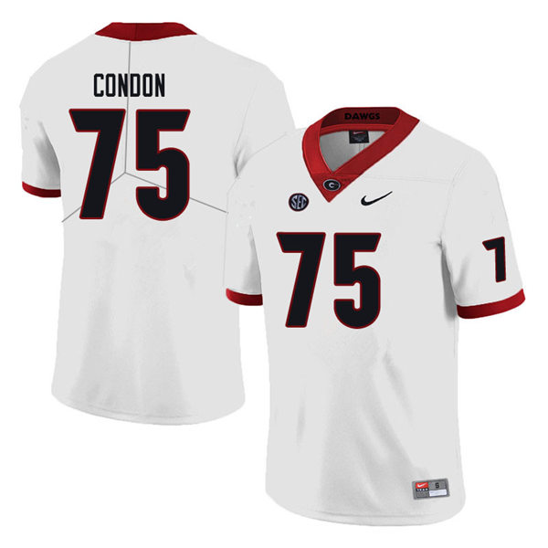 Mens Georgia Bulldogs #75 Owen Condon Stitched Nike White Foootball Jersey