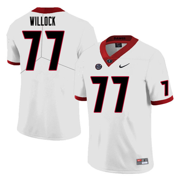 Mens Georgia Bulldogs #77 Devin Willock Nike White College Football Game jersey