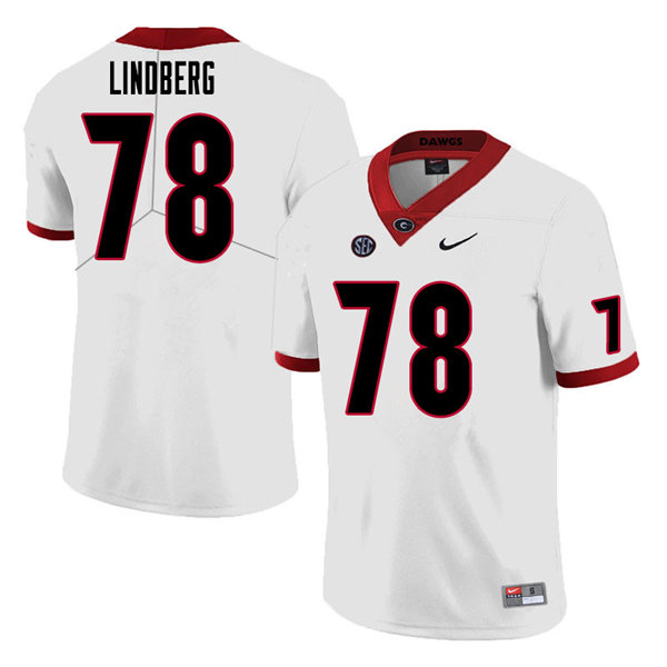 Mens Georgia Bulldogs #78 Chad Lindberg Nike White Foootball Jersey