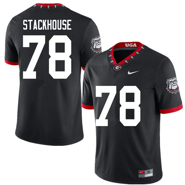 Mens Georgia Bulldogs #78 Nazir Stackhouse Nike Black Alternate Mascot 100th Anniversary College Football Game Jersey