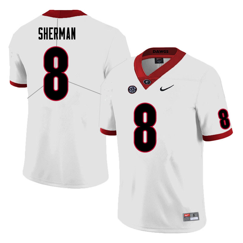 Mens Georgia Bulldogs #8 MJ Sherman Nike White Foootball Jersey