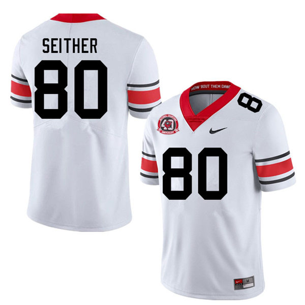 Mens Georgia Bulldogs #80 Brett Seither Stitched Nike 40th anniversary White alternate football jersey