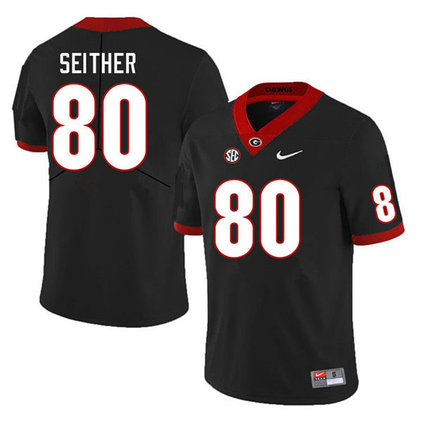 Mens Georgia Bulldogs #80 Brett Seither Stitched Nike Black Foootball Jersey