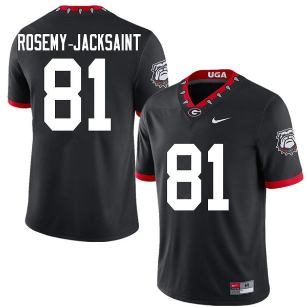Mens Georgia Bulldogs #81 Marcus Rosemy-Jacksaint Stitched Nike Black Alternate Mascot 100th Anniversary College Football